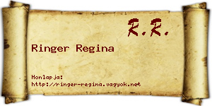 Ringer Regina névjegykártya